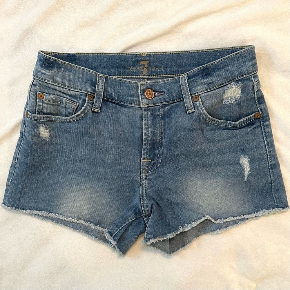 7 for All Mankind Cutoff Denim Distressed Jean Short Shorts Women’s 24